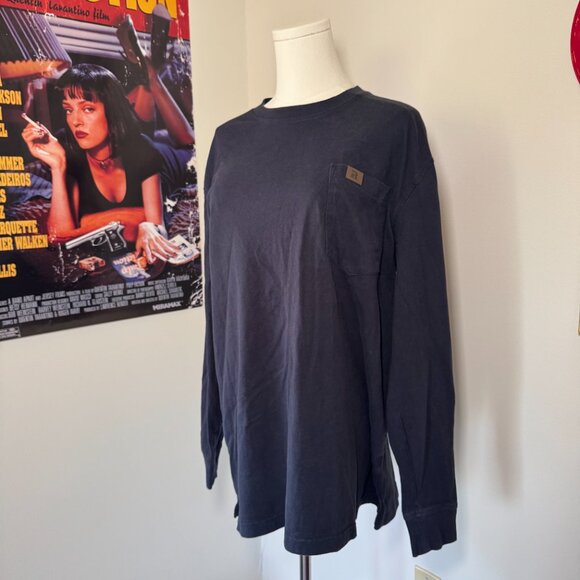 Wrangler Navy Blue Long Sleeve Work Heavy Duty Shirt - Picture 4 of 12